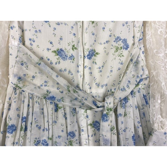 Jessica McClintock Gunne Sax Floral Lace Maxi Dress Cottage Core Prairie Vintage - Picture 13 of 16